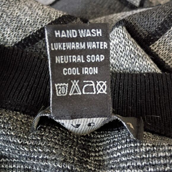 Vtg Baracuta Graphic Sweater Merino Wool Men's XL Gray Checker Cosby Biggie 90s - Picture 5 of 5